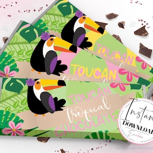 Toucan Printable Chocolate Wrapper, Toucan Wrapper for Chocolate Candy Bar, Toucan Chocolate Wrapper
