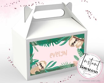 Sloth Gable Box Label, Sloth Party Gable Box Label, Sloth Printable Birthday Gable Box Label
