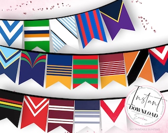 Rugby League Bunting, Rugby League Party Banner, Football Printable Party, Football Pennants