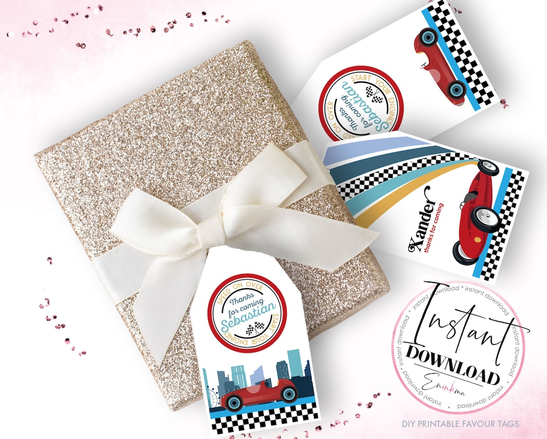 Race Car Favor Tags, Race Car Gift Tags, Race Car Party Decor Etsy