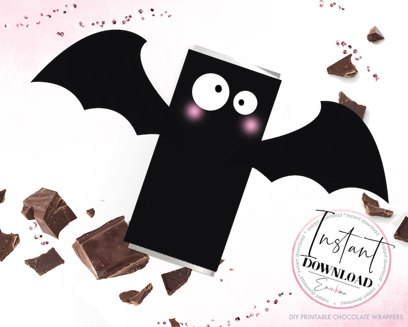 Halloween-chokladpapper, utskrivbart Halloween-papper för chokladkaka, läskigt Halloween-chokladpapper bild 1