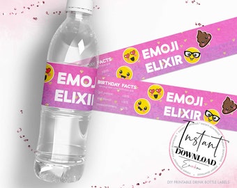 Emoji Drink Bottle Wrapper, Emoji Drink Bottle Labels, Emoji Printable Water Bottle Labels