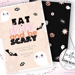 Boo-tiful Halloween Invite, Ghost Digital Invitation, Halloween Spooky Party Invitation