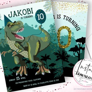 Dinosaur Invitation, Dinosaur Invites, Dinosaur Printable Invitations image 1