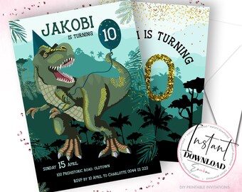 Dinosaur Invitation, Dinosaur Invites, Dinosaur Printable Invitations