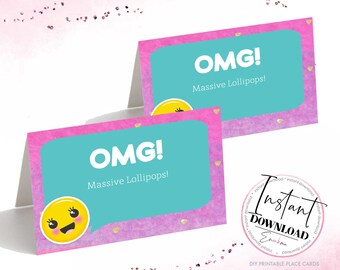 Emoji Labels, Emoji Place Cards, Emoji Name Labels, Emoji Tent Cards