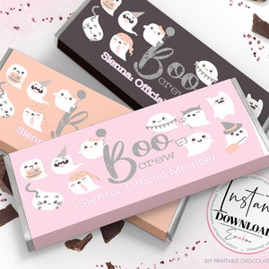 Ghost Halloween Printable Chocolate Wrapper, Trick or Treat Ghost Halloween Wrapper for Chocolate Candy Bar