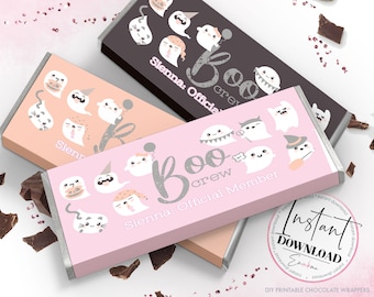 Ghost Halloween Printable Chocolate Wrapper, Trick or Treat Ghost Halloween Wrapper for Chocolate Candy Bar