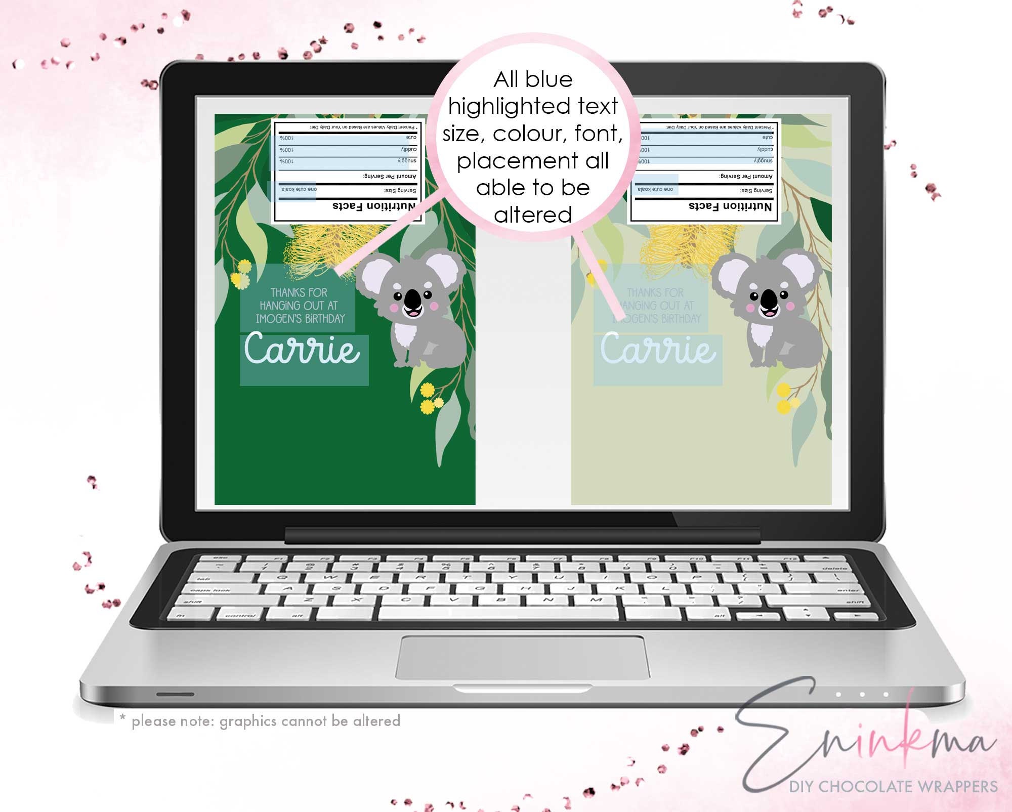 Koala Printable Chocolate Wrapper, Koala Wrapper for Chocolate Candy ...