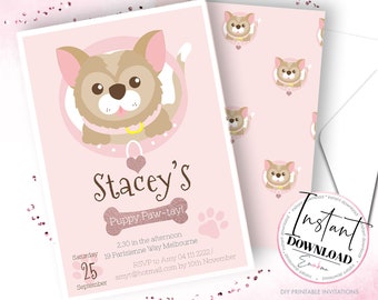 Puppy Invitation, Puppy Adoption Party, Puppy Invitations, Dog Party Invites, Instant Download Puppy Invites