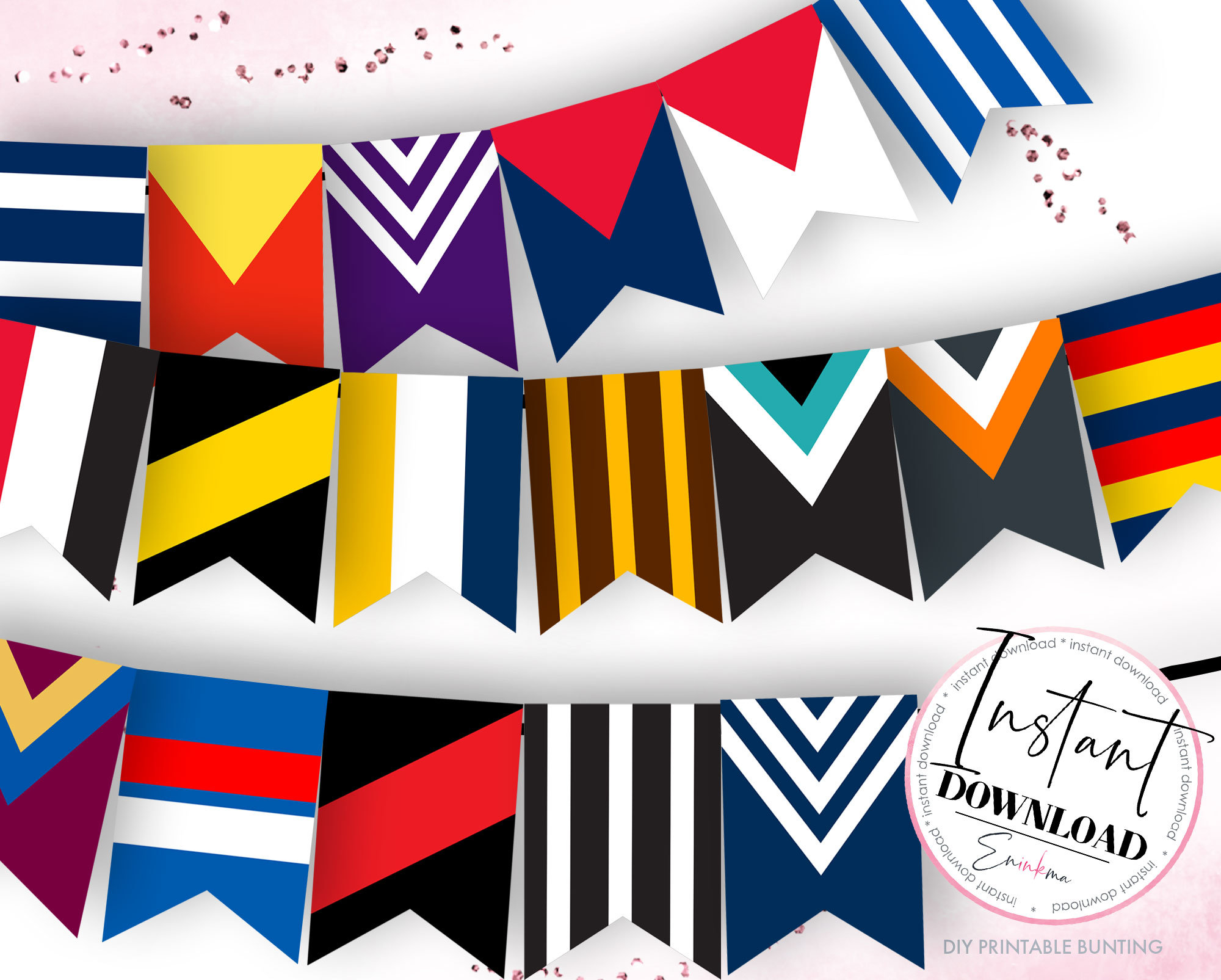 Aston Villa Football Fabric Bunting Banner – Maroon & Blue, UK Made