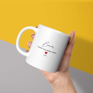 Personalised I Love You More Than Custom Mug & Coaster Set | Valentines Gift Ideas Personalised Gift for Boyfriend, Girlfriend, Friends