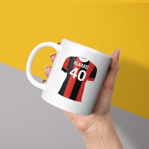 A.F.C Bournemouth Themed Personalised Mug & Coaster, Birthday or Christmas Gift for Him or Her Friend Colleague Football Fan Supporter