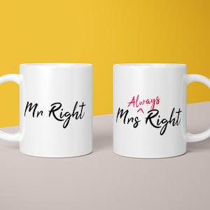 Mr Right & Mrs Always Right Mug and Coaster Set | Funny Wedding, Anniversary and Engagement Gifts | His and Hers Gift