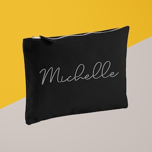 Personalised 100% Cotton Make Up Bag - Any Name - Christmas Birthday Gift - Make Up Bag - Cosmetic Bag Gifts for her, Accessory Bag