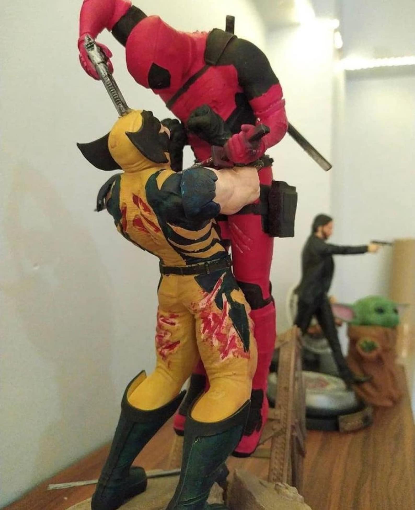 Deadpool VS Wolverine 3D Printed 30 cm 3D Print Marvel Etsy