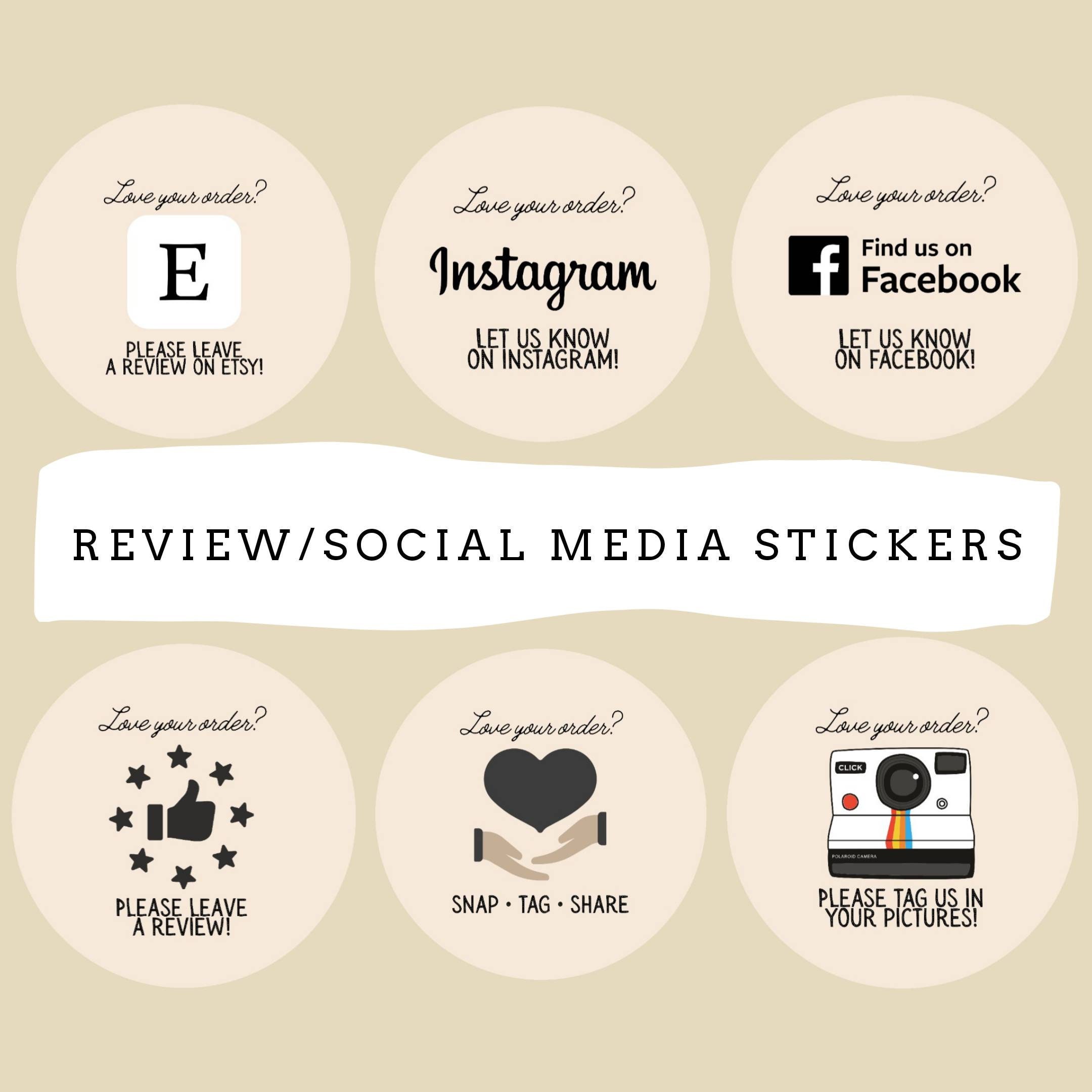 Review stickers social media small business stationery | Etsy