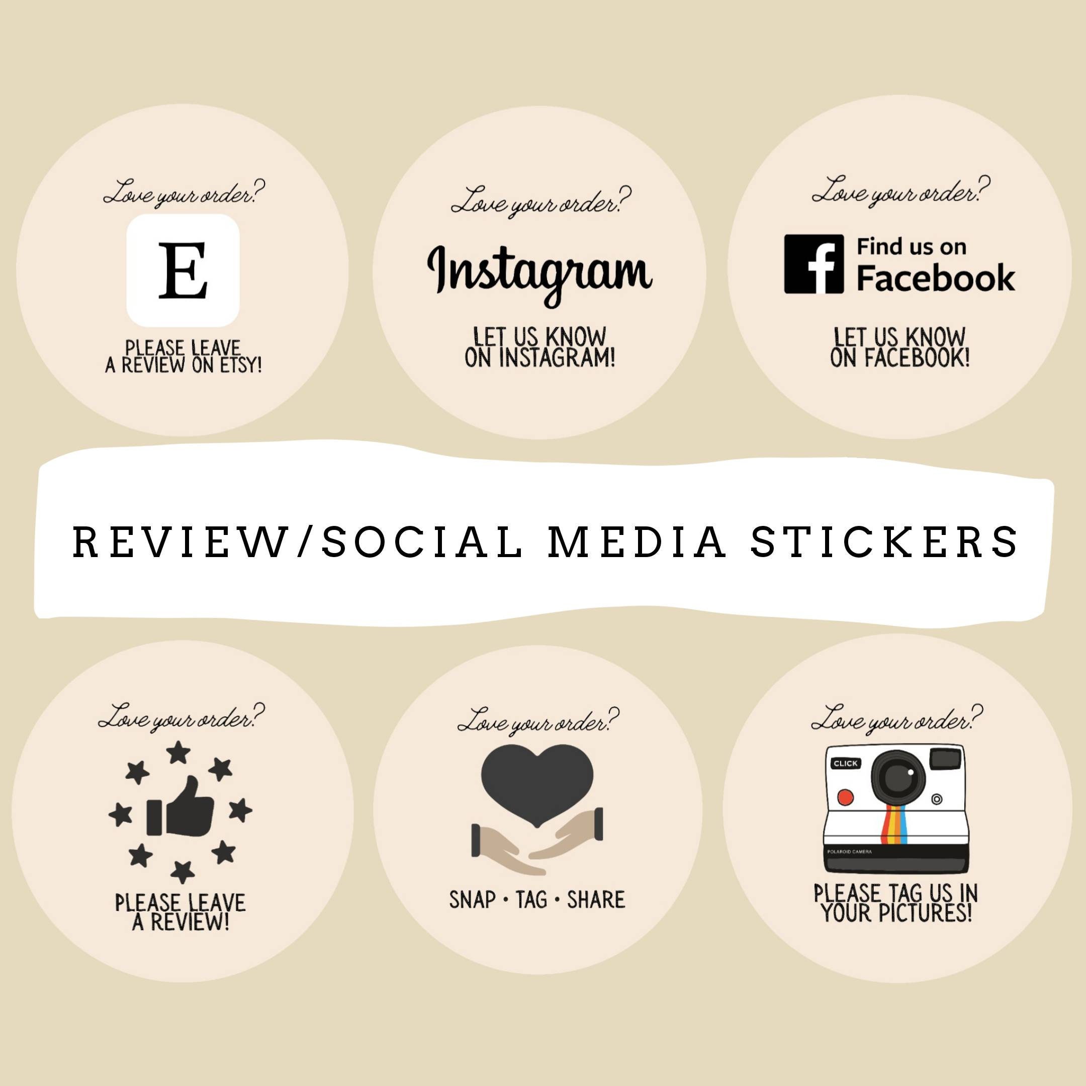 Review stickers social media small business stationery Etsy