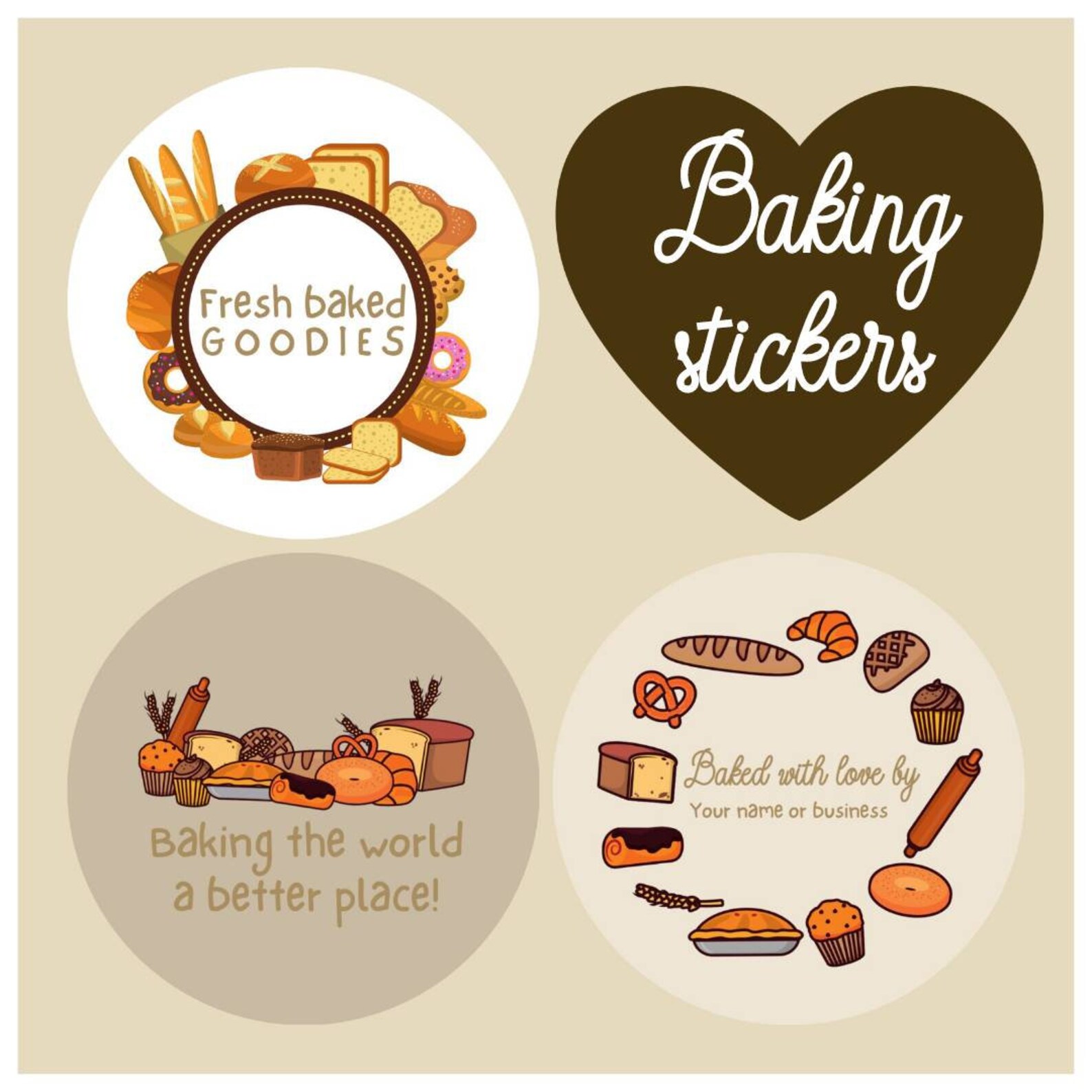 Baking food business stickers fun stationery UK Etsy