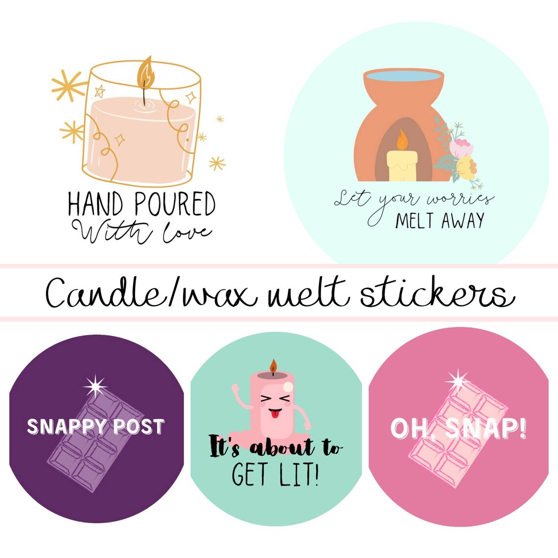 Wax melt candle making fun stickers small business Etsy