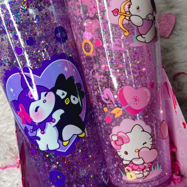 Kuromi and Badtz-maru Snowglobe tumbler