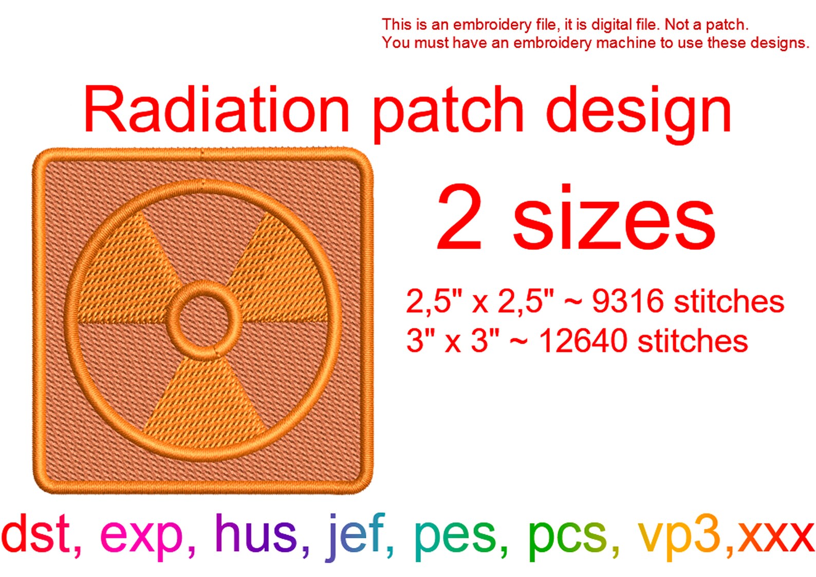 Radiation patch embroidery design radiation embroidery  etsy Radiation patch embroidery design radiation embroidery  etsy