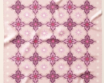 Pastel Pink Silk Scarf: Persian Floral Pattern