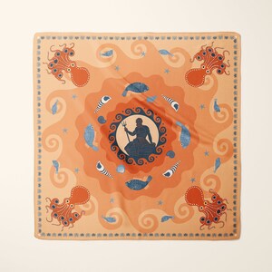 Extra Large Octopus Scarf: Greek Poseidon Silk Head Wrap