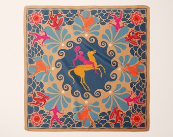 Amazon Warriors Silk Scarf: Greek Mythology Decor, Head Cover
