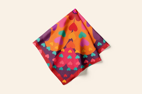 Color Block Heart Silky Scarf Multi Hart - Silk Scarf - 26 main image 2
