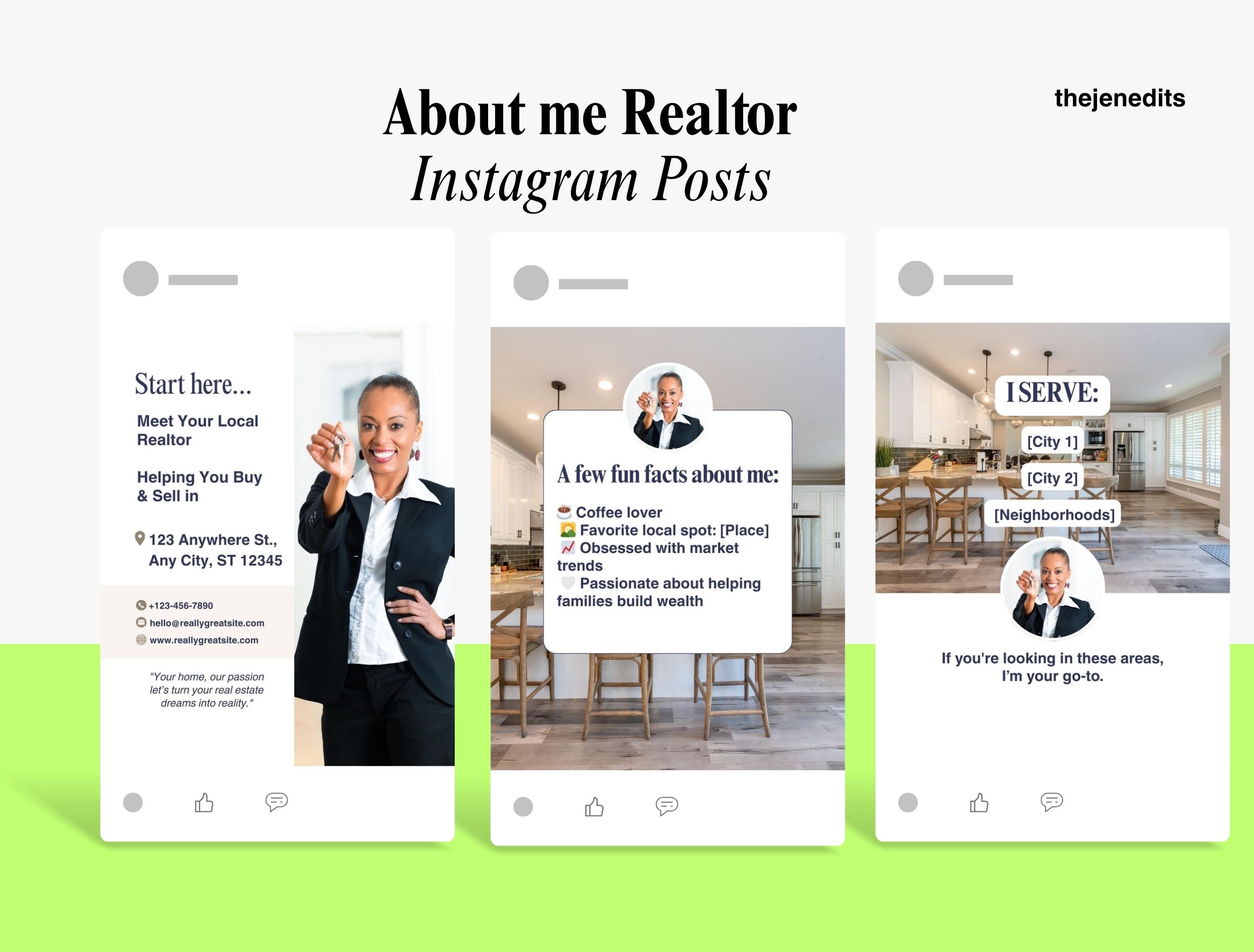 Realtor Instagram About Me Template | Real Estate Agent Introduction ...