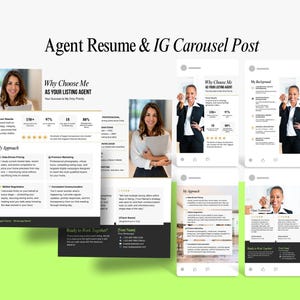 Realtor Resume Flyer & Instagram Carousel Template | Real Estate Agent Resume | Editable Canva Marketing | Realtor Introduction Post