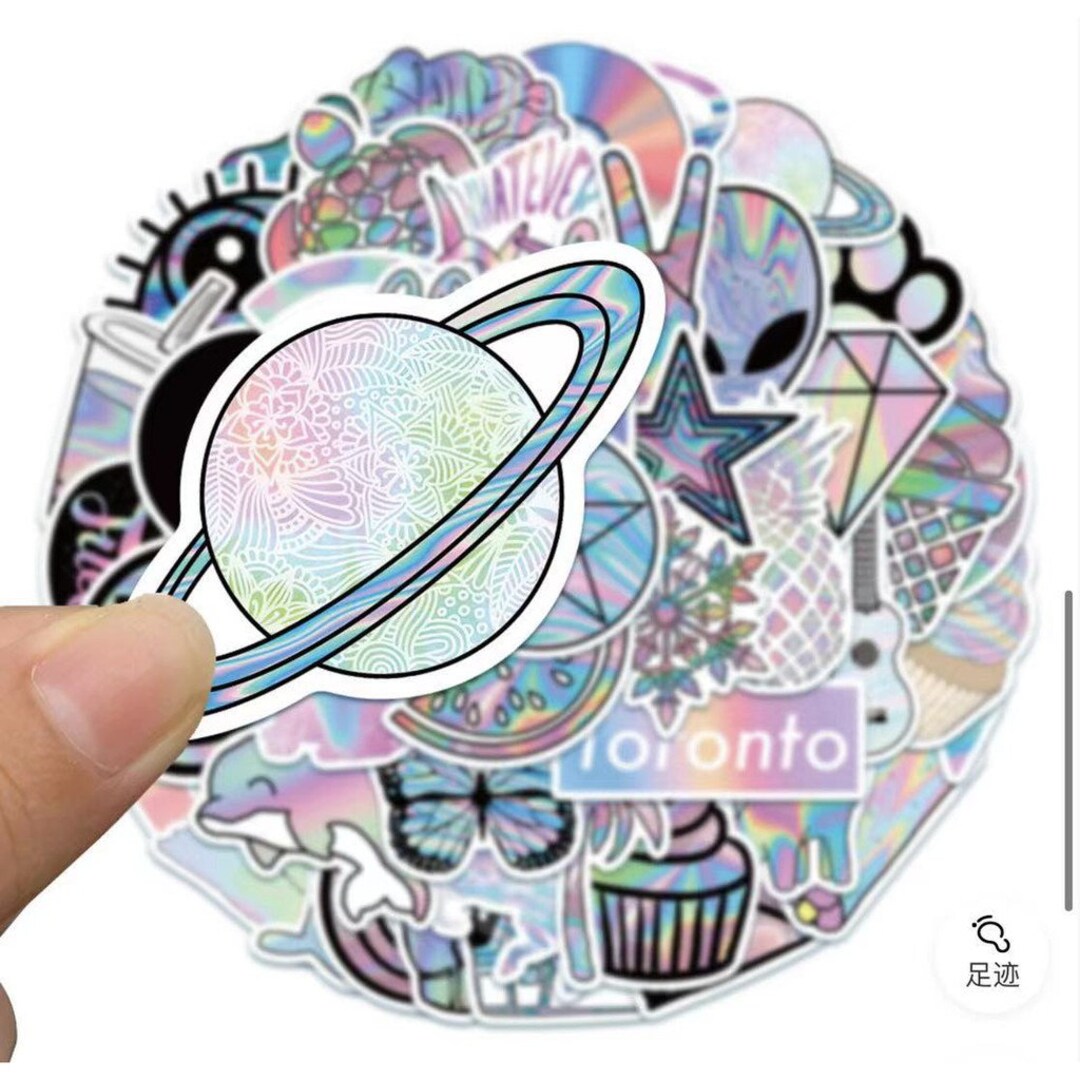 50pcs Holographic Laser Flash Sticker Waterproof Luggage Case Phone ...