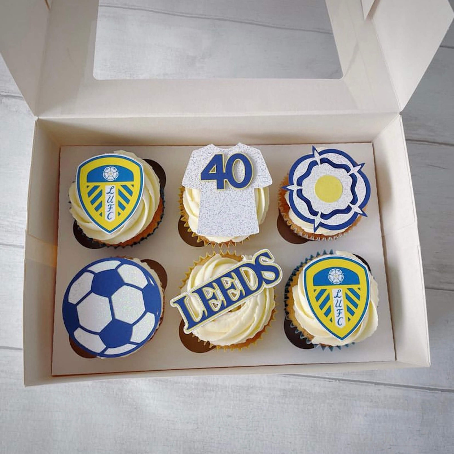 Leeds United Themed Cupcake Toppers Personalised With Age Etsy UK