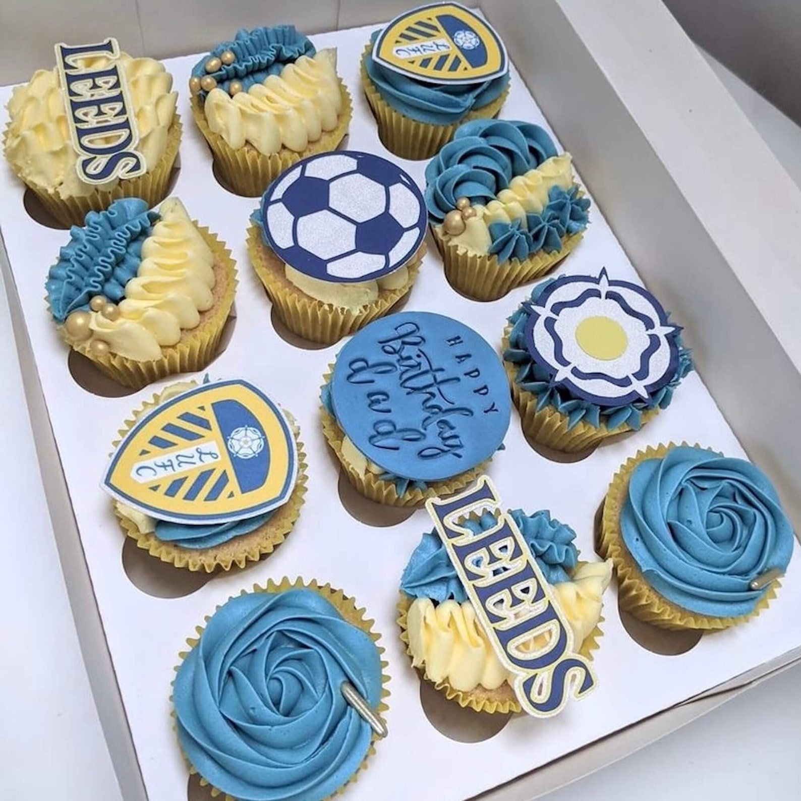 Leeds United Themed Cupcake Toppers Personalised With Age Etsy UK