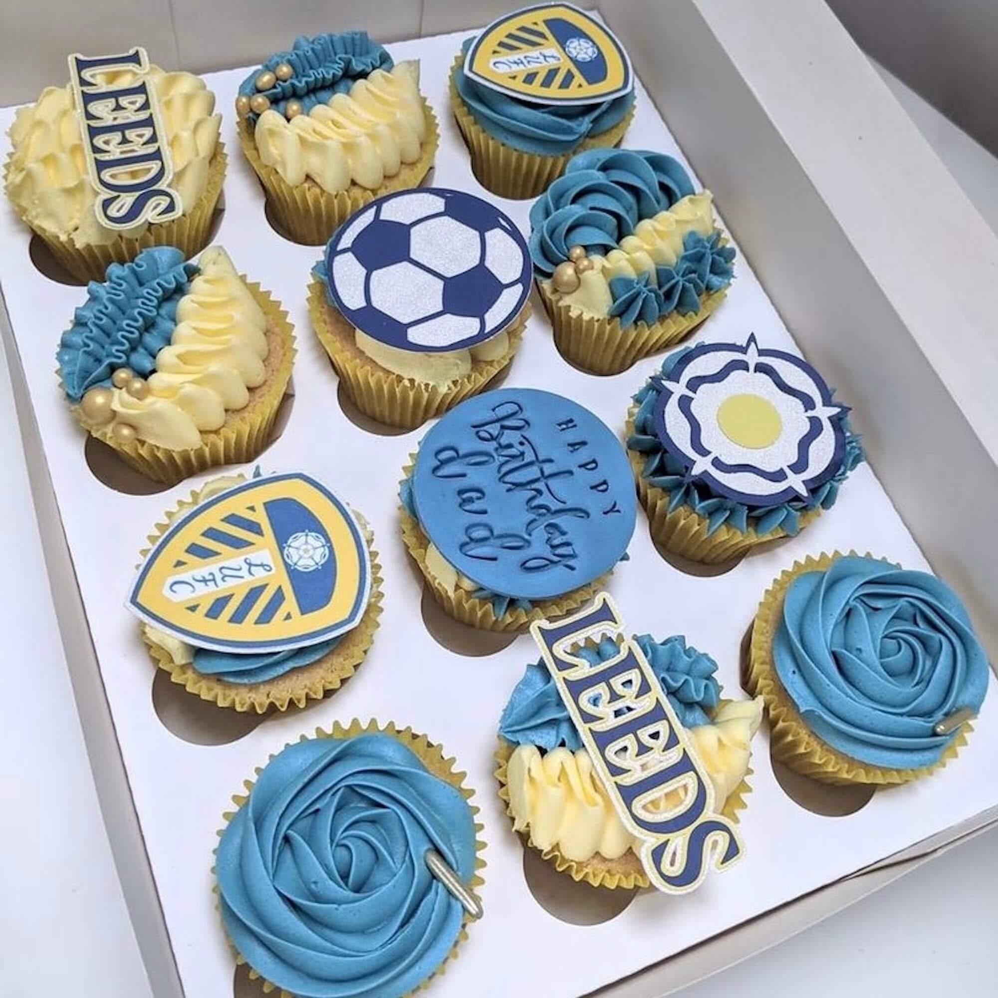 Leeds United Themed Cupcake Toppers Personalised With Age Etsy UK