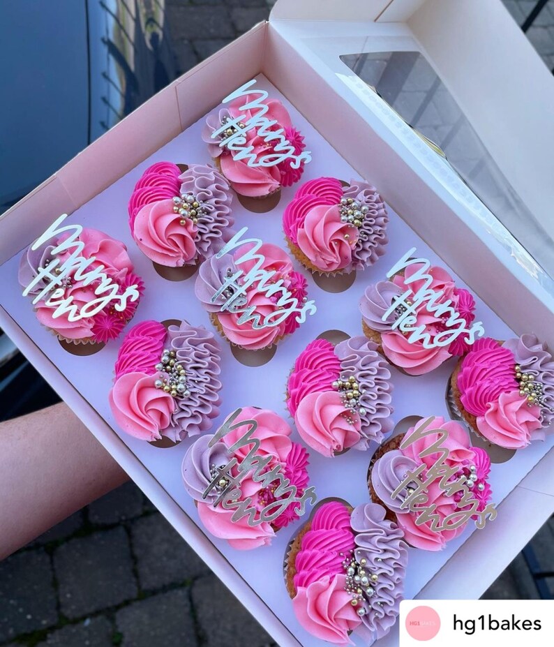 Personalised Cupcake Toppers Made With Mirror Card Etsy UK