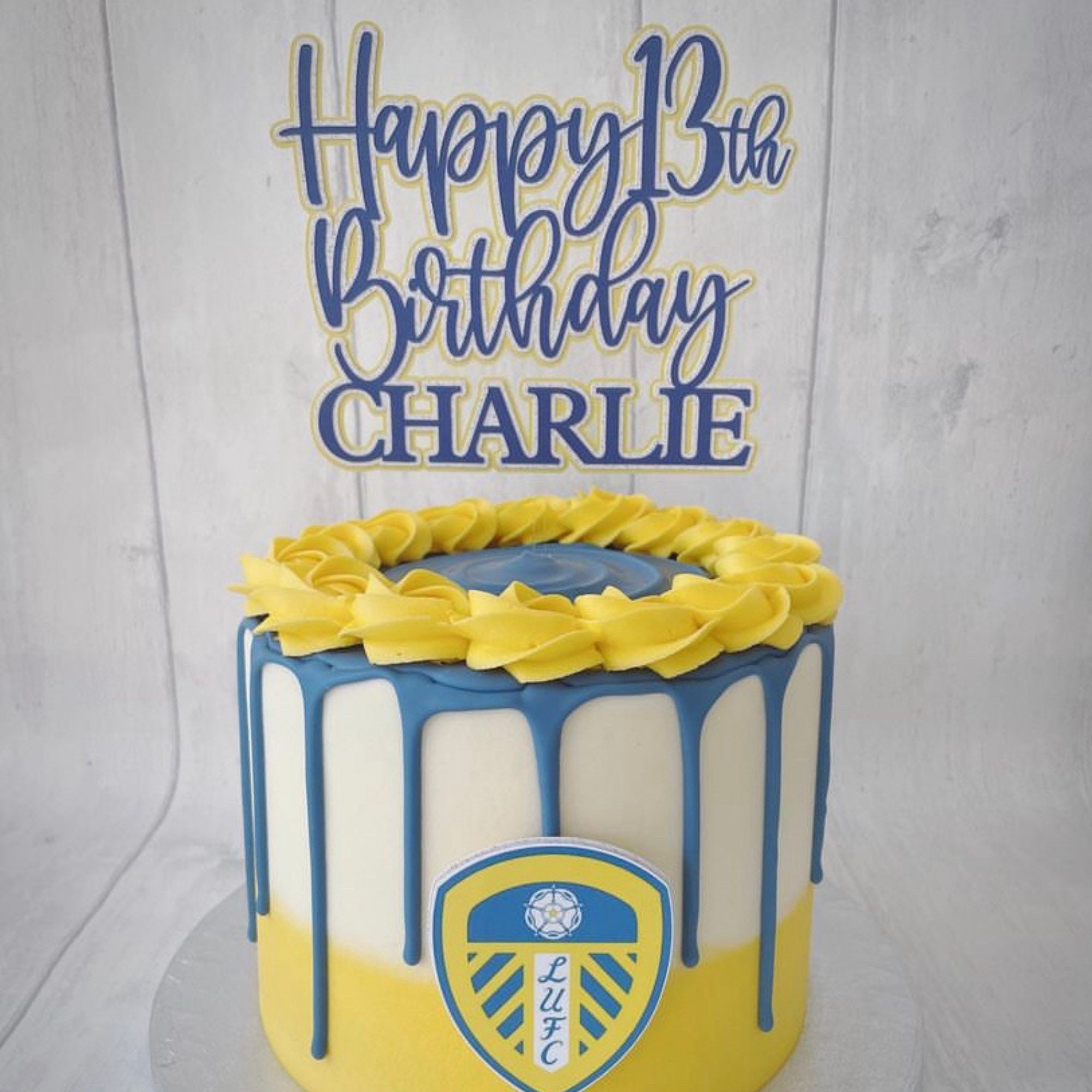 Personalised Cake Topper Leeds United FC Colours 3 Layers Etsy UK