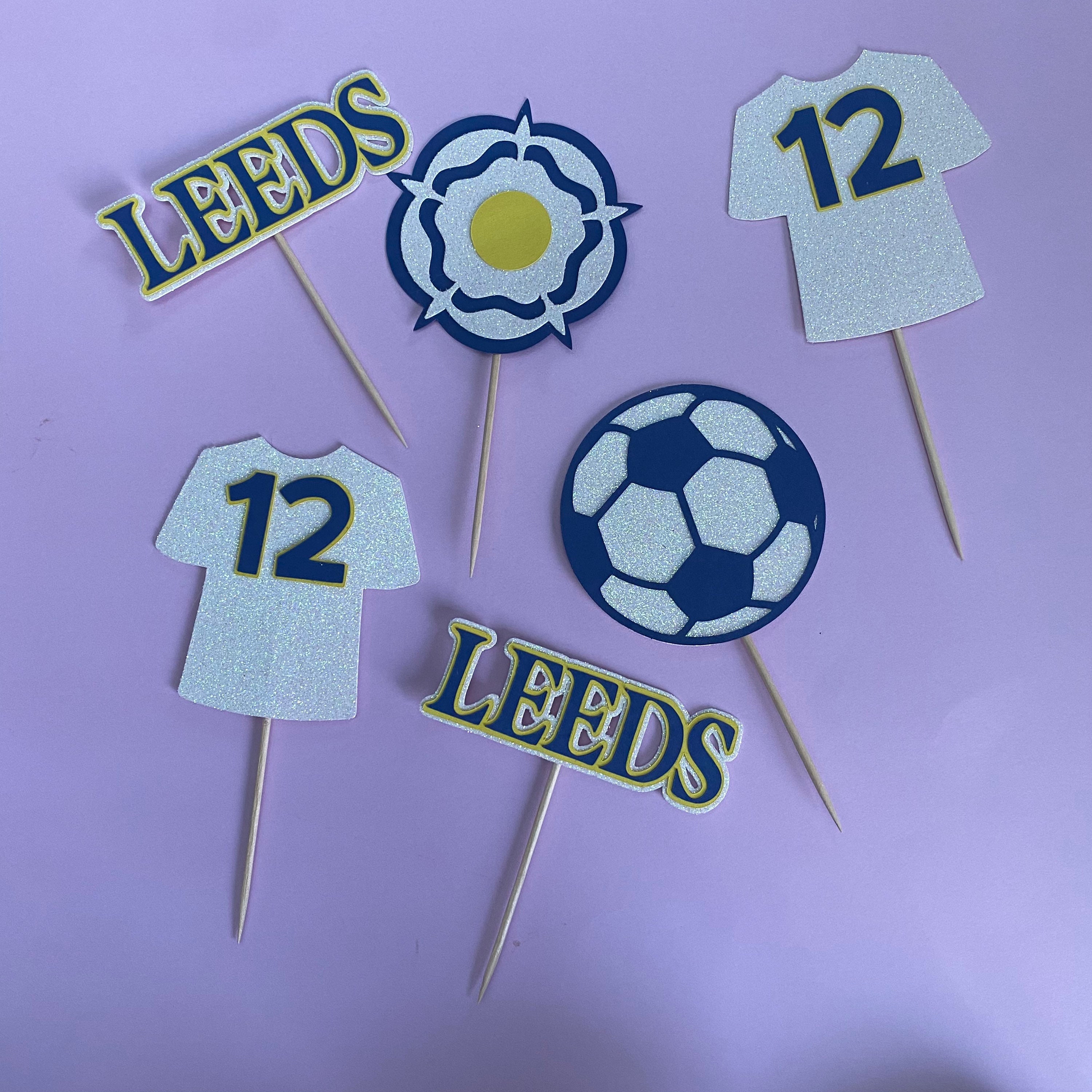 Leeds United Themed Cupcake Toppers Personalised with Age Etsy