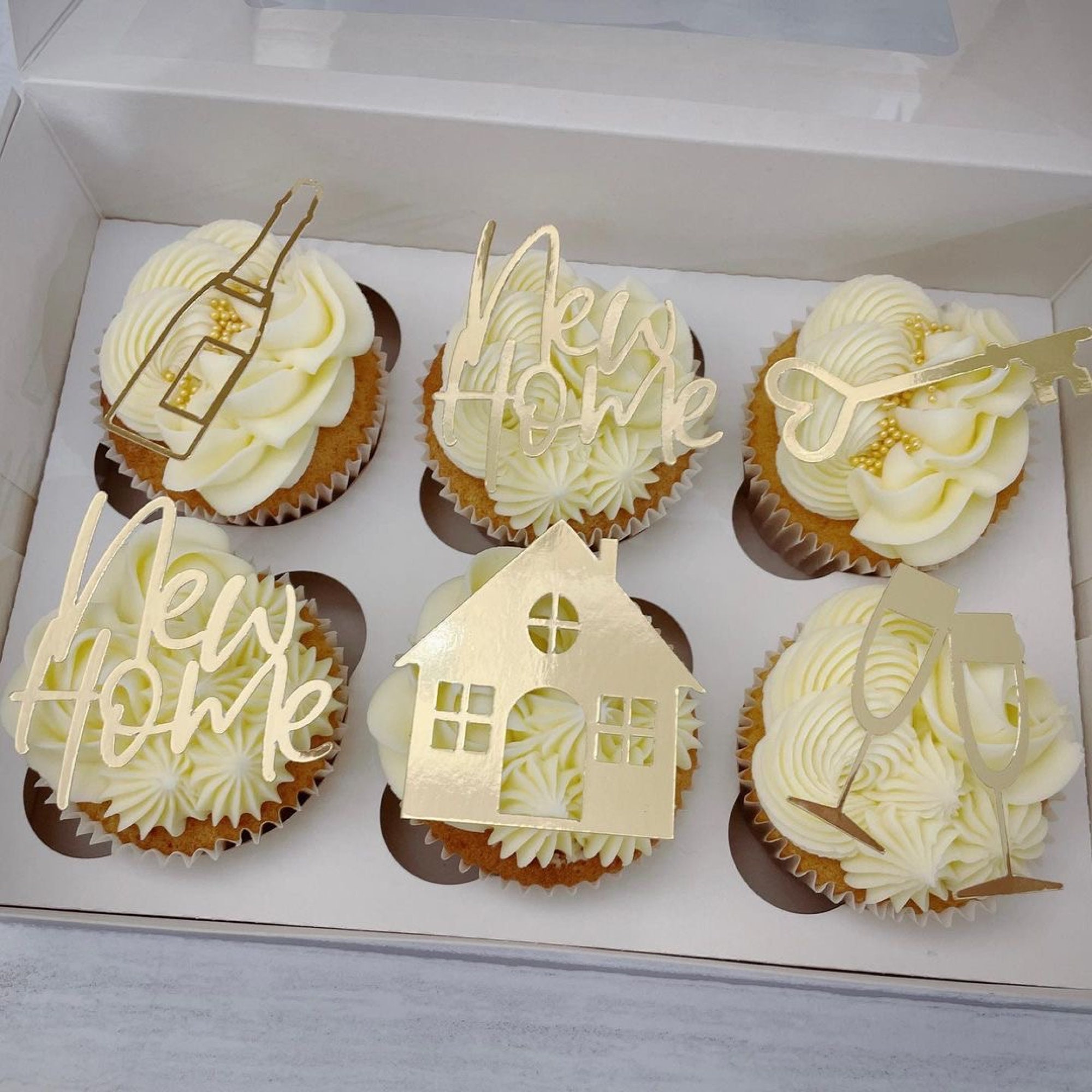 New Home Cupcake Topper Charms in Mirror Card Bundle of 6 Etsy UK