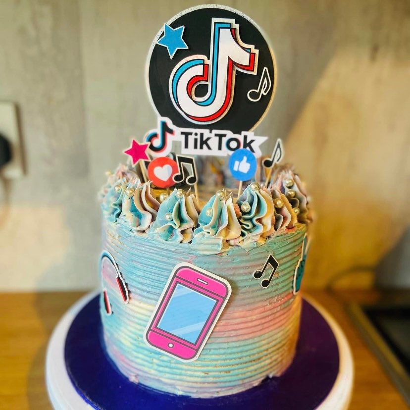 Tiktok Birthday Cake Topper Set and Matching Cake Charms Etsy UK