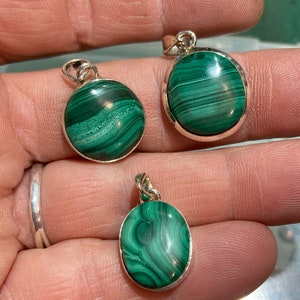 Silver pendant with Malachite Congo