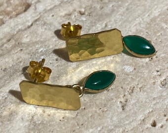Orecchn argento 925 con petra avventurna verde tonda lsca 12mm