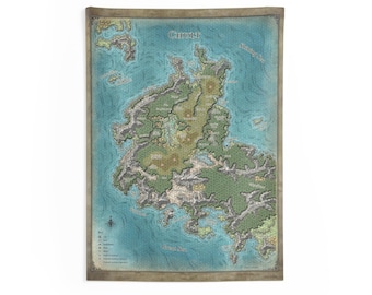 DM Version | Map of Chult Indoor Wall Tapestry | Colored RPG Dungeons and Dragons DnD 5e Tomb of Annihilation