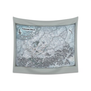 Mapa de tapeçaria de parede interna de Icewind Dale | Dungeons and Dragons coloridos DnD Rime do Módulo Frostmaiden