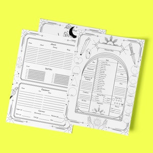 IMPRIMÍVEL | Ficha de personagem preenchível de Witchy Halloween de D&D 5e | Modelo em branco