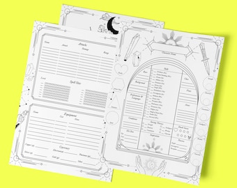 PRINTABLE | D&D 5e fillable Witchy Halloween character sheet | Blank template