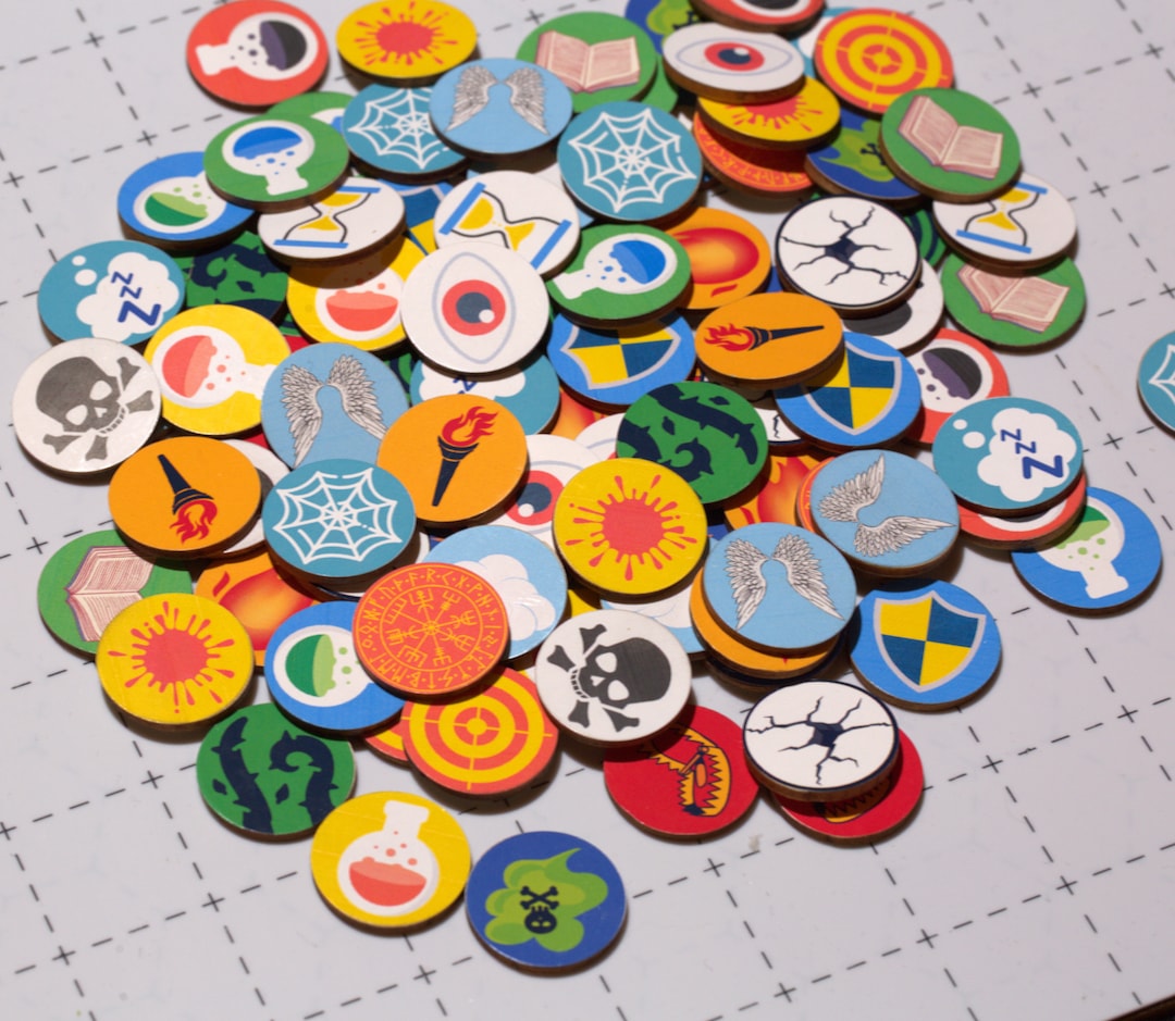 Printable Battle Tokens for DND 5e, Pathfinder 24 Unique Status and