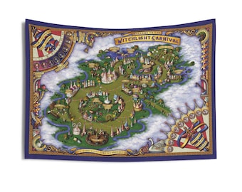 Map of Witchlight Carnival Indoor Wall Tapestry | Colored RPG Dungeons and Dragons DnD Wild Beyond the Witchlight Map