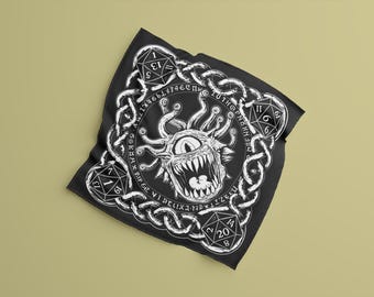 Pañuelo Beholder – Pañuelo de 24x24 para juegos de rol de mesa, accesorio para Dungeon Master inspirado en D&D, regalo para jugadores de rol.